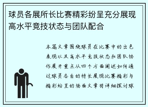 球员各展所长比赛精彩纷呈充分展现高水平竞技状态与团队配合
